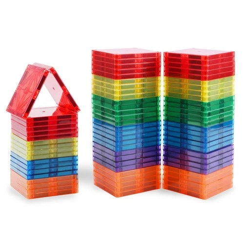 60-Piece 3D Magnetic Tiles Set - Super Strong, Safe STEM Building Blocks for Kid