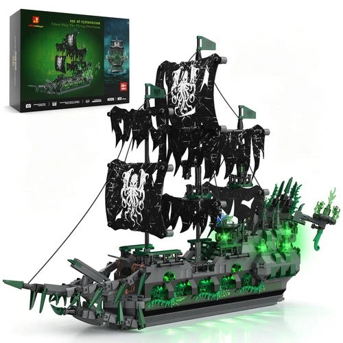 Flying Dutchman Pirate Ship Building Set for Adults - LED Lights, Detailed Model