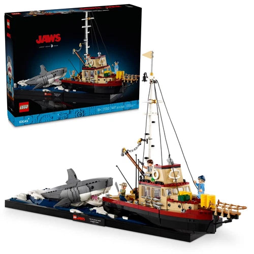 MEOW Ideas Jaws Set - Diorama Kit for Fans of the Movie - Shark Toy with Boat an