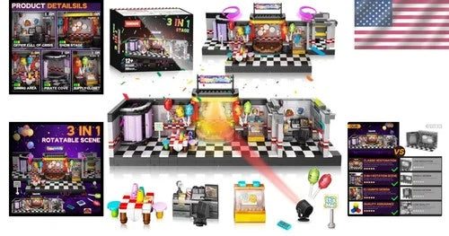 Building Blocks Toy Stage Set, 1388 Count, Horror Theme, Metal Interlocking Toy
