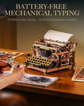 ROKR 3D Wooden Puzzles for Adults Vintage Typewriter Model Kit to Build