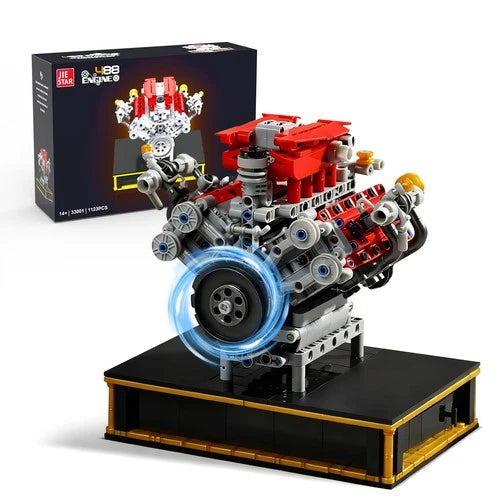 NERCISU V8 Engine Model Kit that Runs, Car Engine Building Set, 1123 PCS