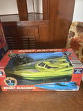 Blue Hat BOAT RACERS Remote Control GREEN RC Dual Propeller Speedboat ~ 16.54" L