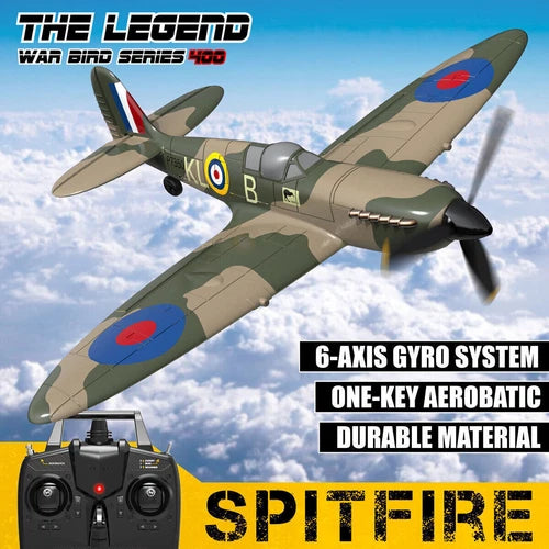 2.4GHz 4CH Spitfire Fighter RC Airplane 6-Axis Gyro EPP Foam RTF Glider 2Battery