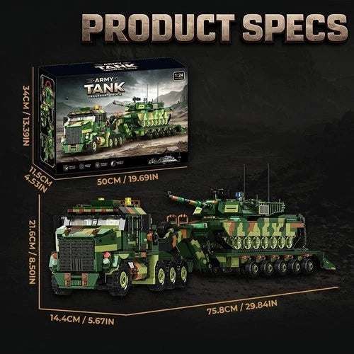 MOC ARMY TANK TRANSPORT TRUCK Building Blocks set toys Halloween Christmas gift