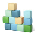 Foam Building Blocks for Toddlers：12-Pieces Wipeable Leather Stacking Cubes K...