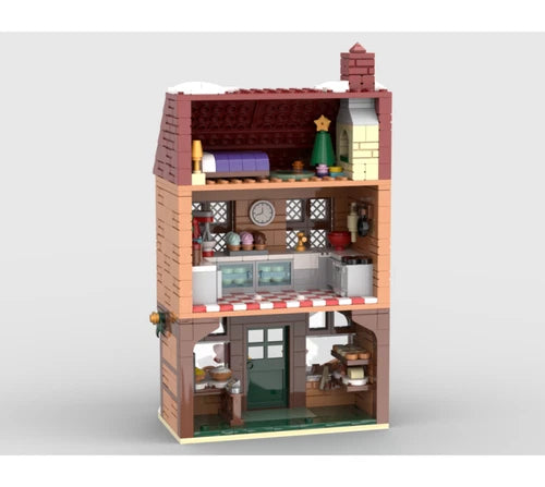 MOC-235708 Winter Village Bakery DIY Model building blocks Toys Christmas gift