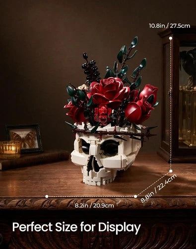 Gothic Skull Building Blocks Set Horror Botanical Brick Kit Gothic Brick