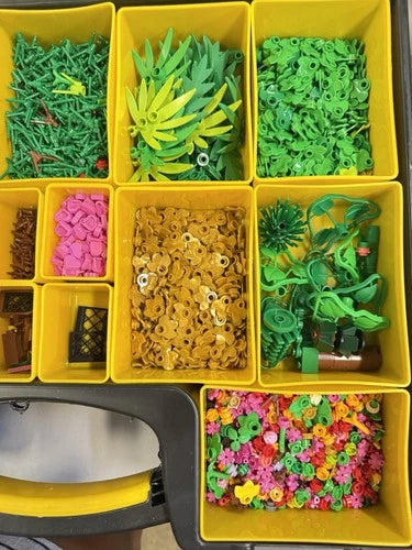LEGO Botanical Plant Flower Foliage Parts HUGE Sorted Lot w/ Organizer Case
