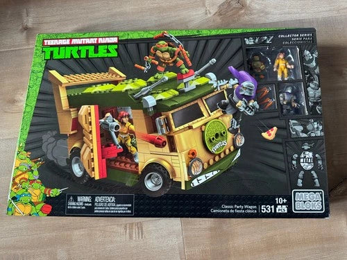 TMNT TEENAGE MUTANT NINJA TURTLES MEGA BLOKS CLASSIC PARTY WAGON w/ FIGURES NEW