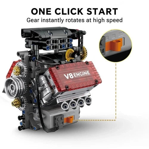 Simulation 478pcs V8 Engine Motorized Building Blocks Mechanical Model