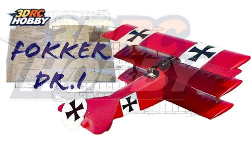 Red Baron Fokker DR1 Triplane 36" WS RC Airplane Kit Balsa Ply Short Kit & Plans