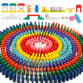 1000 PCS Dominoes Set for Kids with Extra 11 Blocks, Wooden Building Blocks 10 C