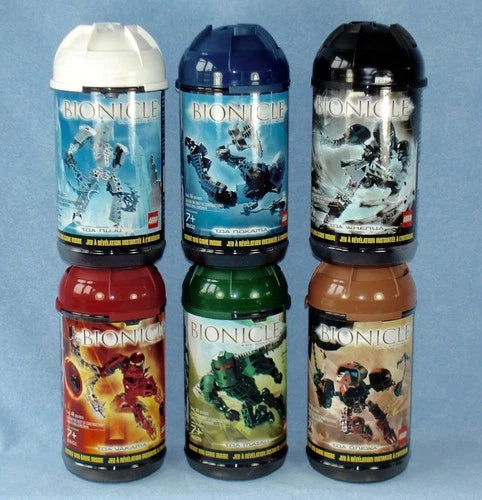 2004 MEOW Bionicle TOA METRU NUI (8601- 8606) Complete with Canisters & Manuals
