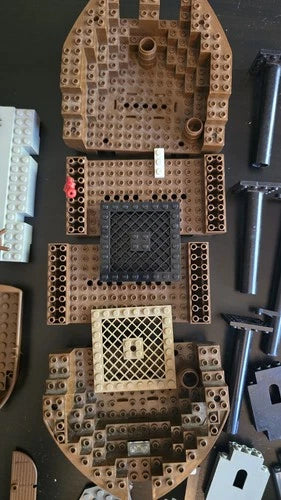 MEOW Pirate Ship Parts & Accessories Lot - Hull, Masts, Cannon, Boats - As Is