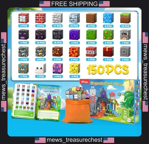 Magnetic Blocks Advent Calendar 2026, 150PCS STEM Building Set for Kids