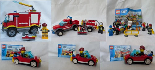 6 Lot MEOW Fire 4208 7942 60088 30221 Truck 4x4 Rescue Car City Starter Set