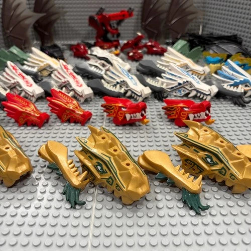 Lego Dragon Parts : Ninjago Golden Dragon Heads & Jaws 30x & Wings 32x + MORE !