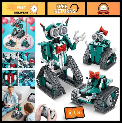 STEM Building Kits for Kids 8-12 - 3 in 1 Remote Control Robot Car, 440 Pcs Educ