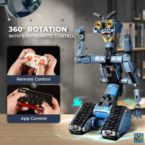 Johnny 5 Robot 1176 PCS Building Set Motorized Remote Control App Short Circuit