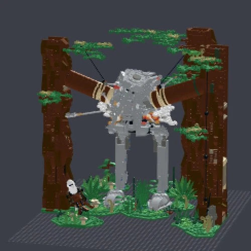 MOC-155772 Two Tree stumps Knock Down Walker Iconic Scene from Movie 1538 Pieces