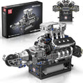 V8 Engine Model Kit Mould King 10206 Gray Combustion Diecast Car Model Kit for