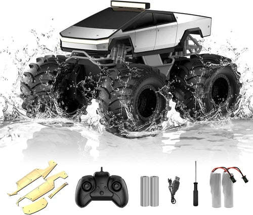 Amphibious Remote Control Car, 1:18 Scale Waterproof Monster Truck Toys for Kids
