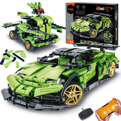 IQKidz STEM Building Blocks Kit for Kids 2 in 1 Remote Control Race Car and ...