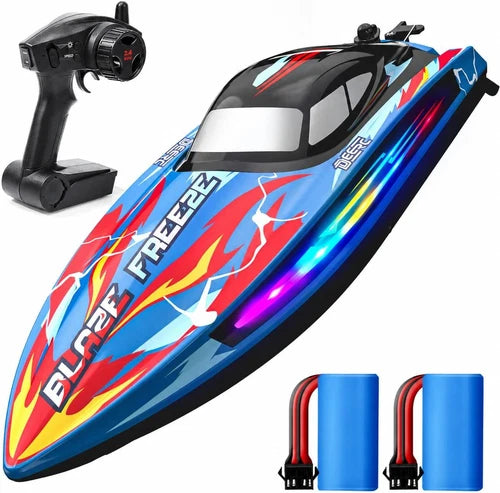 Fast RC Boat for Pool & Lake, 20+MPH, 40+ Mins, 7 LED Light Modes, Self Righting
