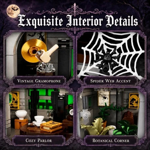 Gothic Victorian Manor Haunted House Building Set Blocks, Vintage Villa Archi...