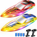 DEERC 2-Pack RC Boats for Kids, Fast Remote Control Boat with 4×1200mAh Batterie
