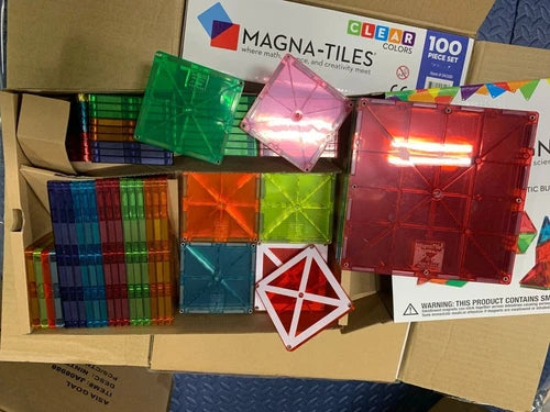 Special Edition-Magna Tiles 100-Piece Clear Colors Magnetic Building Tiles NIBOX