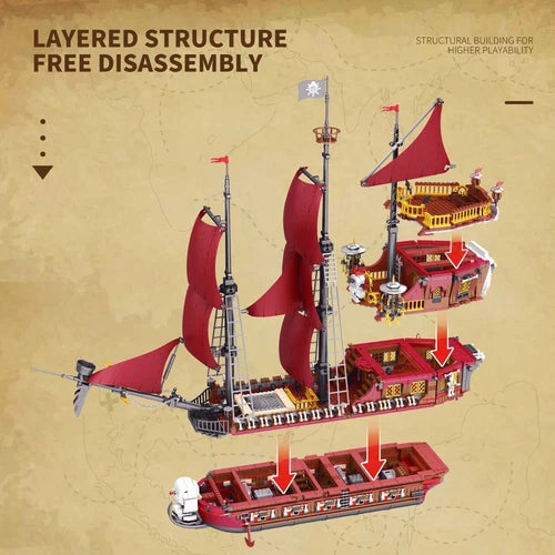Reobrix Caribbean Pirate Ship DIY Model kit Building Blocks Bricks Toys 3066 PCS
