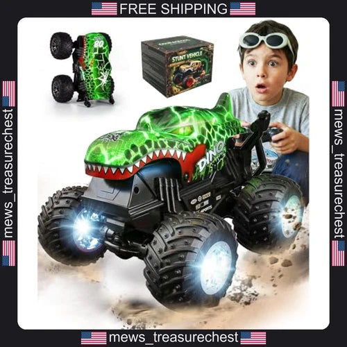 RC Monster Truck Toys, 2 Batteries, 9.3 mph, Light & Sound Effects