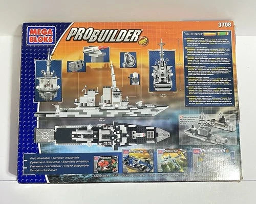 Mega Blocks ProBuilder 3708 Navy Destroyer 3-in-1 Ship Set-460 PCs (2005) NIB