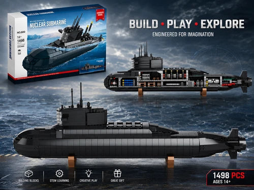 Nuclear Submarine Building Block Set 1498 PCS Military Model Kit with Lights