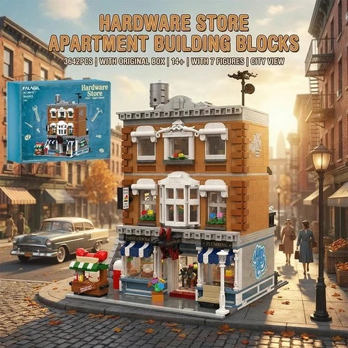 Hardware Store Building Blocks Set 3642 PCS City Modular Apartment 7 Minifigures