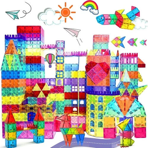 Magnetic Tiles - 100 Pieces Magnetic Blocks for Kids, Magnet Tiles Building B...