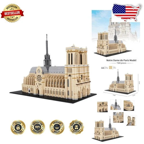 Building Blocks Notre Dame Cathedral - 7380PCS Micro Bricks French Gothic Model