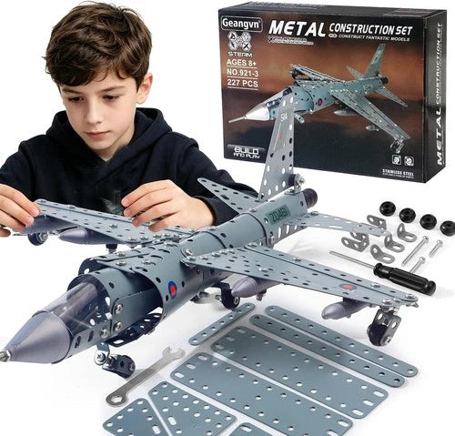 Interactive DIY Metal Fighter Plane Kit - Perfect Birthday Gift for Ages 8-14