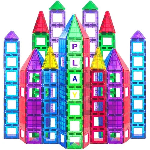 Play22 Magnetic Tiles Building Blocks - 113pcs - Learning By Playing 6015