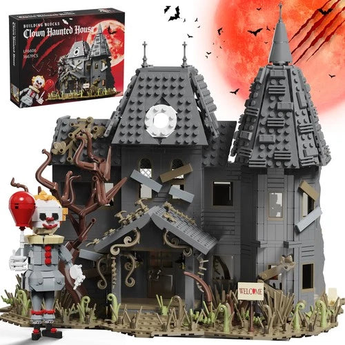 Horror Haunted House Building Set for Adult with Clown Figure Toy