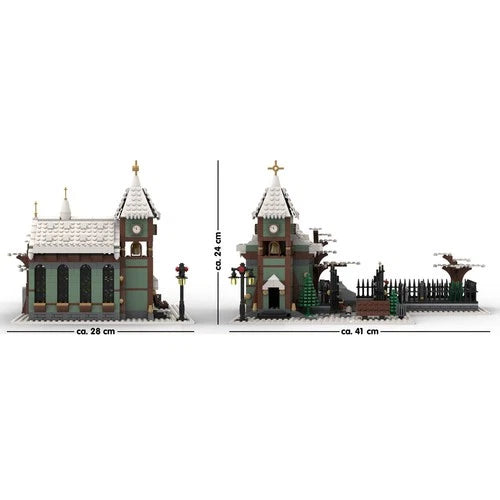 Winter Village Church Modular Building Blocks - DIY MOC Bricks Toys Gift Set
