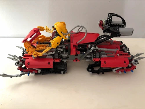 LEGO Technic Red Tracked Vehicle Build with Yellow Cockpit, Age 8+