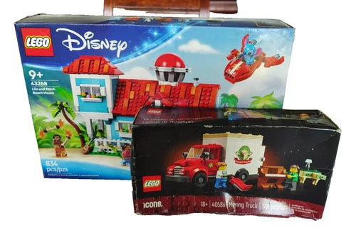 Lego Disney Lilo and Stitch Beach House and Lego Icons Moving Truck