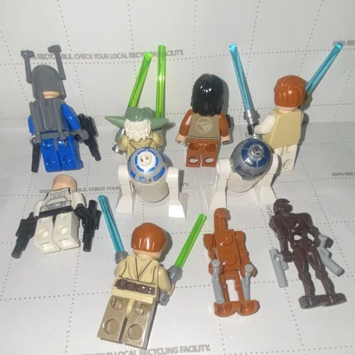 MEOW Star Wars Minifigure Lot of 10 Yoda Obi-Wan Kenobi R2-D2 w/ Droids SW0
