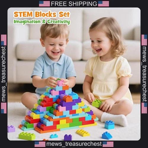 Building Blocks Set for Kids 97 Pieces STEM Learning Toys with Storage
