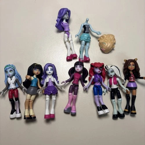 Monster High Mega Bloks Doll Minifigure Action Figures 9 total 2 incomplete *