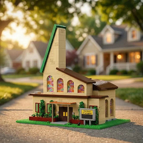MOC The Simpsons Springfield Church Building Blocks Set Gift 2465 Pcs toys gift