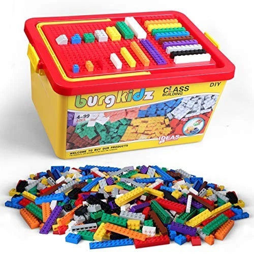 Piece Building Blocks Set with Wheels Storage Box Base Plate Ages 3+